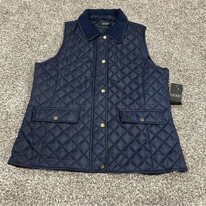 RALPH LAUREN QUILTED VEST CORDUROY COLLAR  Dark NAVY Size XL NWT
